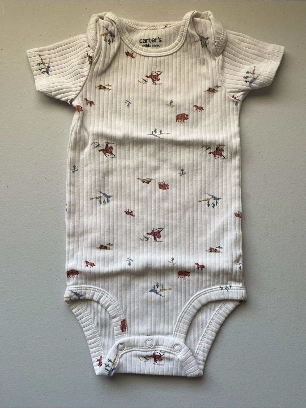 Carter's Child of Mine Ribbed Western Cowboy Print Baby Bodysuit 12M